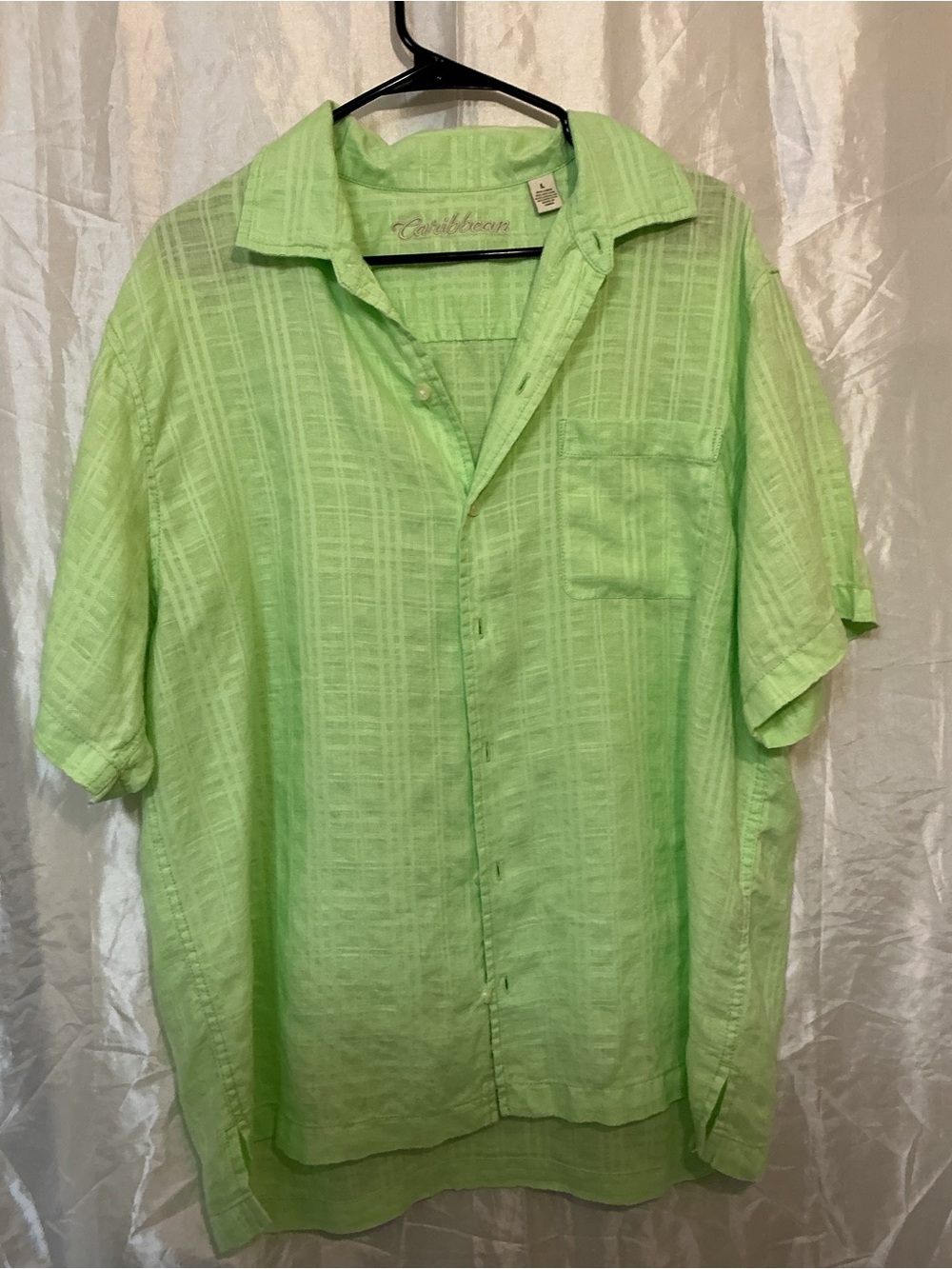 Caribbean Lime Green Short-Sleeve Button-Down Shirt